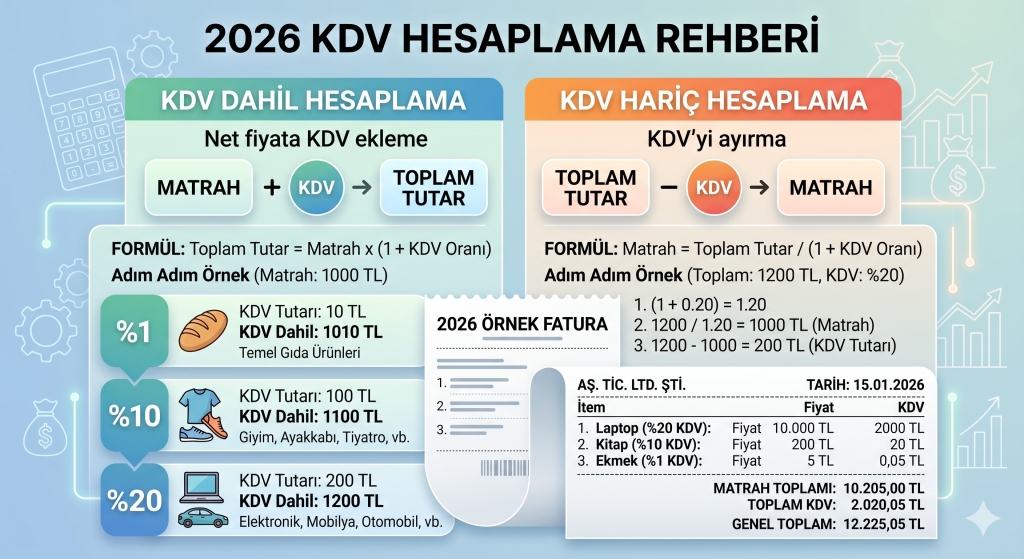 KDV dahil ve hariç hesaplama formülü 2026