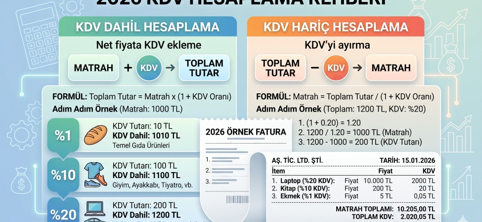 KDV dahil ve hariç hesaplama formülü 2026