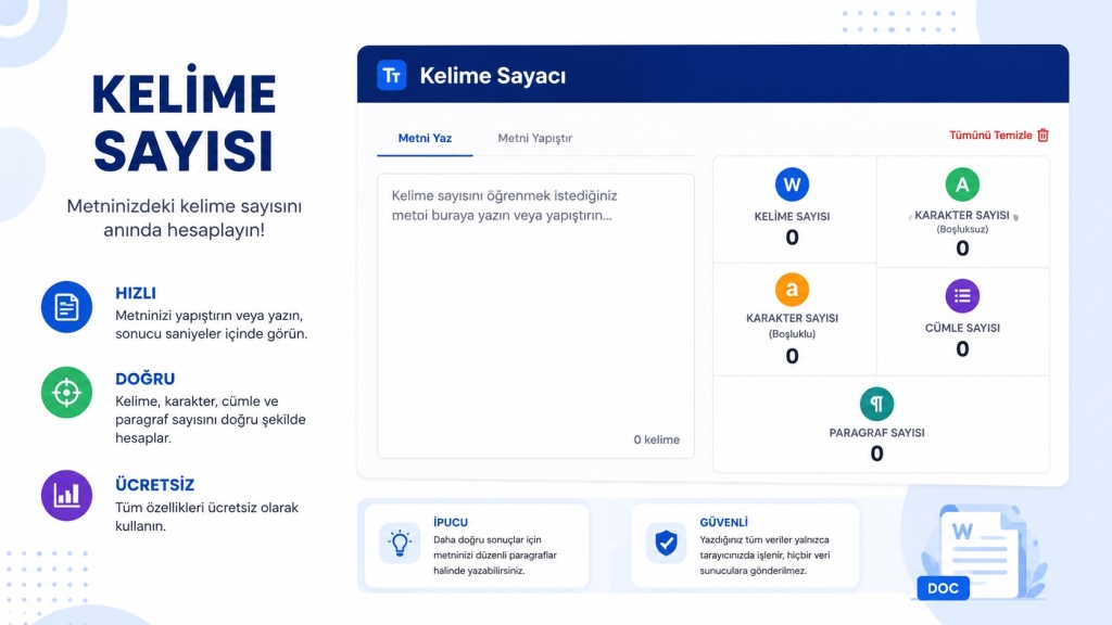Ücretsiz Kelime Sayacı