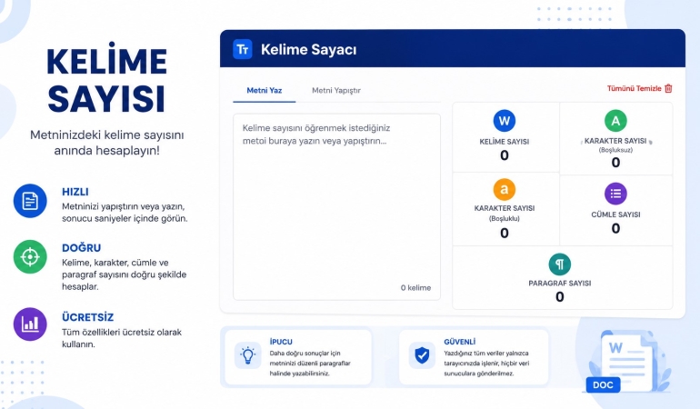 Ücretsiz Kelime Sayacı