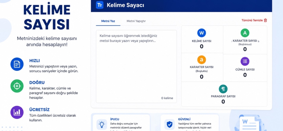 Ücretsiz Kelime Sayacı
