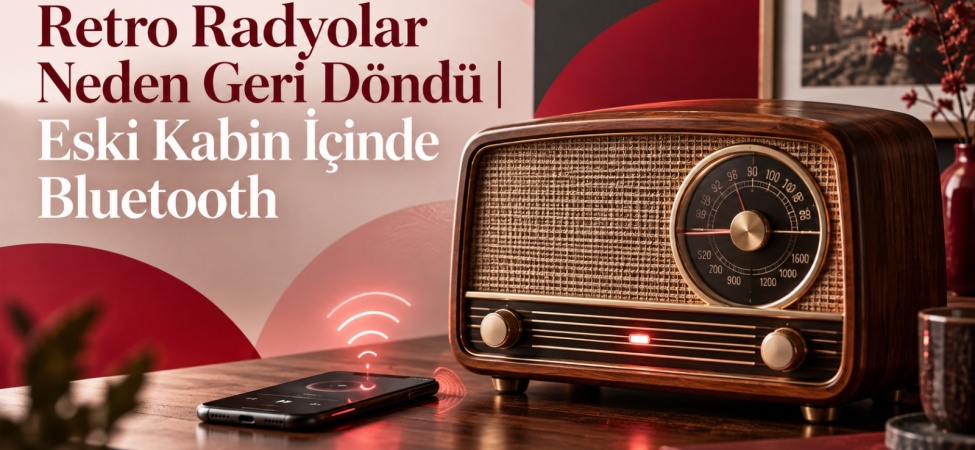 Retro Radyolar Neden Geri Döndü | Eski Kabin İçinde Bluetooth Ahşap dokulu kabini, yuvarlak düğmeleri ve ibreli göstergesi olan bir radyo bugün bir evin rafında duruyorsa,