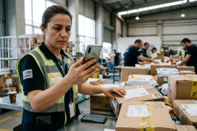 Sahte kargo mesajı içeren telefonu kontrol eden kullanıcı